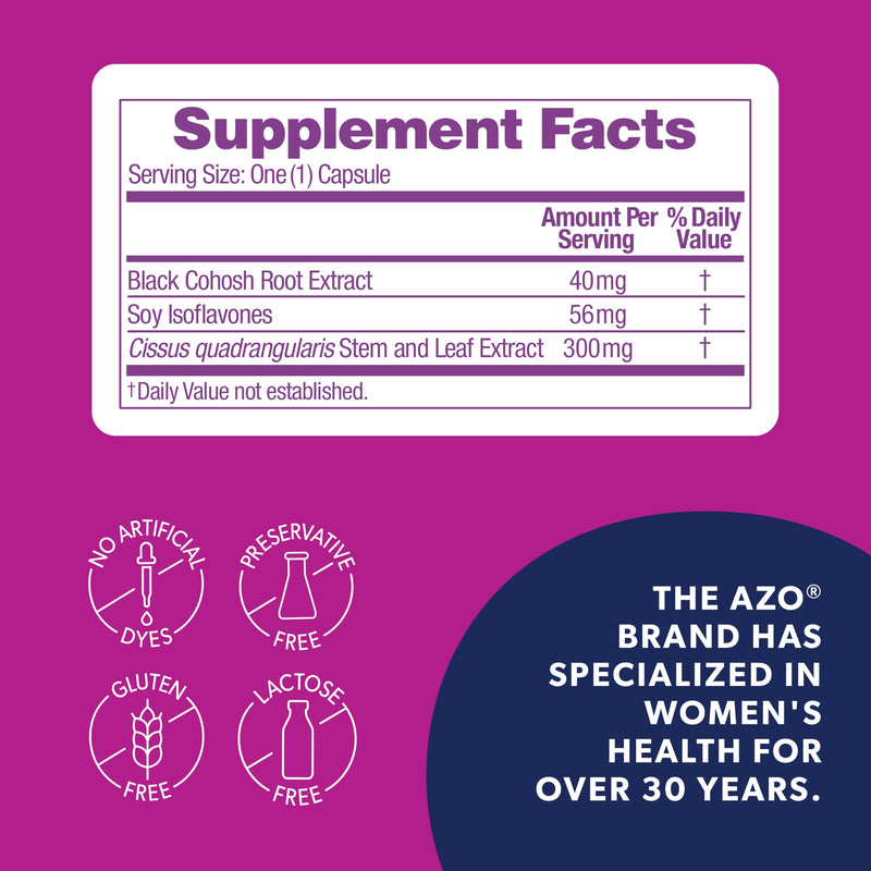 AZO¬Æ Daily Pre-Menopause Relief Perimenopause Supplements for Women, Hot Flash, Night Sweat and Healthy Weight Management Support* - 30 Count