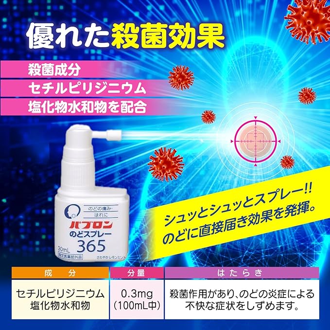 Taisho Pharmaceutical Pavron Throat Spray 365 30mL [designated quasi-drug] - BeesActive Australia