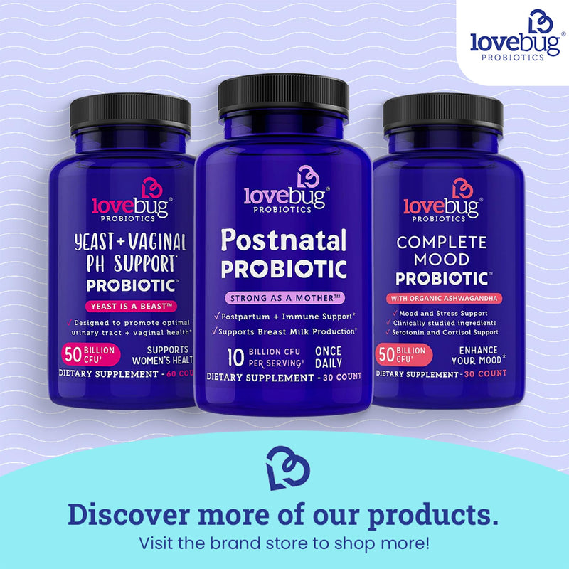 Lovebug Yeast + Vaginal pH Support | Clinically Studied Ingredients for Yeast & UTIs | Multi Strain 50 Billion CFU | 60 Capsules 60 Count (Pack of 1) - BeesActive Australia