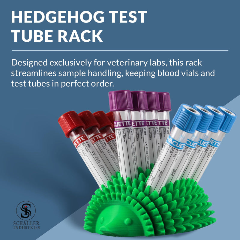 Schaller Industries Hedgehog Test Tube Rack – for 13mm Lab Vertical Storage Tubes Organizer, Holds 12 Glass or Plastic Test Tube Holder Rack, Vial Holder, Phlebotomy Supplies and Equipment– Green 13mm Tubes