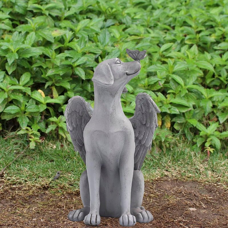 FakeFace Dog Angel Memorial Statue, Skin Gravestone Memorial Grave Marker Tribute Statue, Garden Decoration Polyresin Angel Figures Statue Sleeping Dog Statue with Wings Cats Dogs Memorial Stone Dog Angel - BeesActive Australia