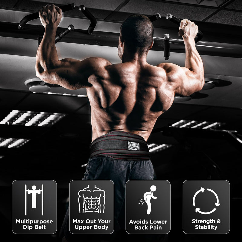 WYOX Dip Belt for Weightlifting – Weight Belt with Chain for Pullups, Gym Lifting Belt for Powerlifting, Squats, Bodybuilding, Heavy Duty Steel, and Workout Belt with Comfortable Neoprene Support Black