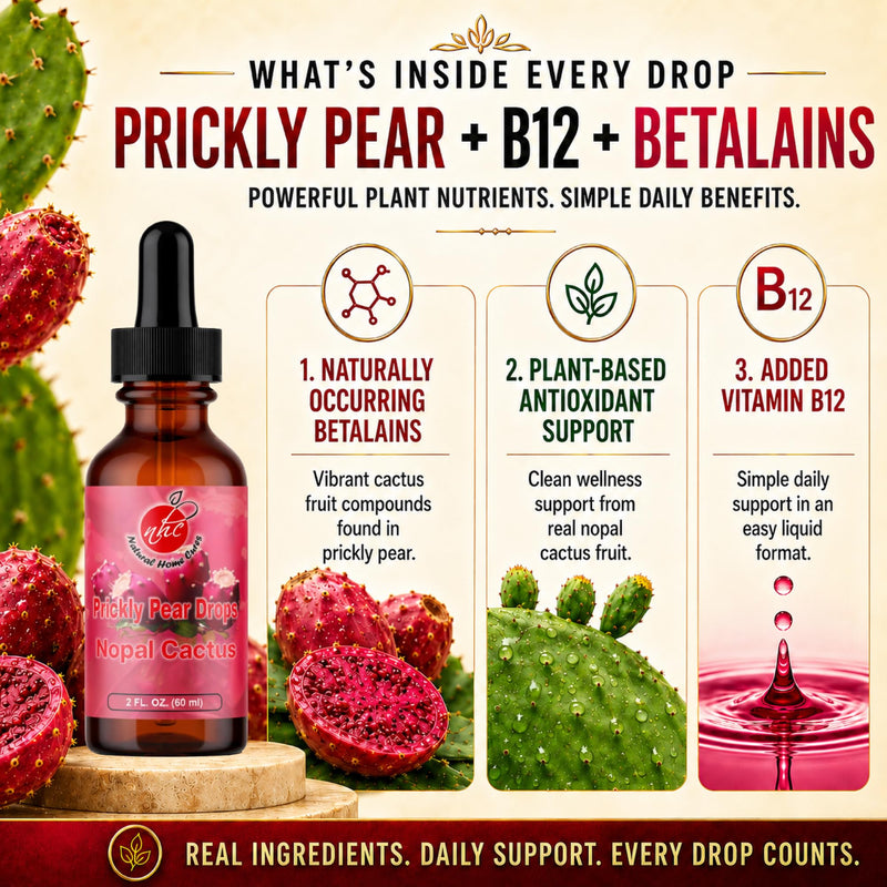 Prickly Pear Drops with Vitamin B12, Concentrated Nopal Cactus Fruit Liquid Supplement, Betalains, 3 Bottles, 180 Total Servings, 2 Fl Oz Each (3) 3 Pack