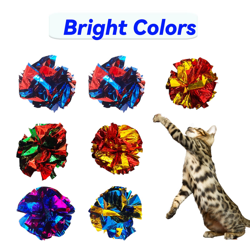 Cat Crinkle Ball Toys 10 Packs for Indoor Cats to Kill Time and Keep Fit, 2.3 Inch Colorful Mylar Crinkle Balls Attract Cats to Swat, Bite, Hunt, Interactive Toys for Cats and Kittens - BeesActive Australia