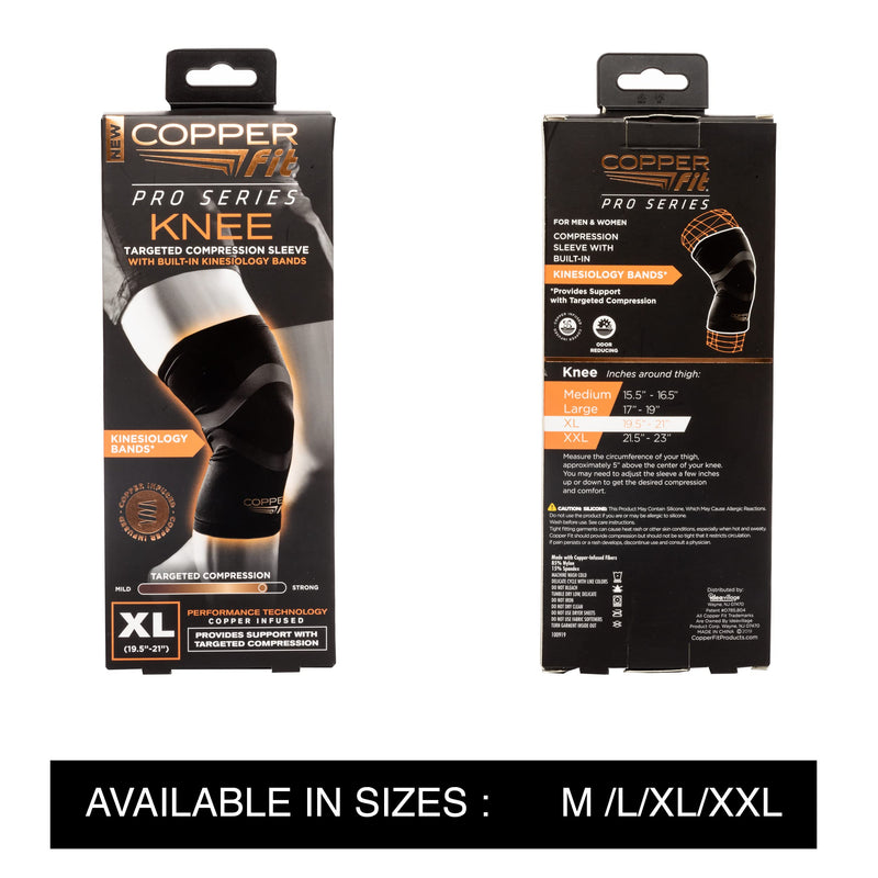 Copper Fit Pro Series Knee Compression Sleeve Black Medium - BeesActive Australia