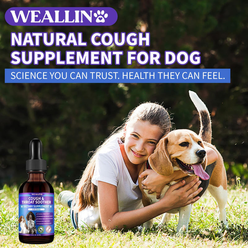 WEALLIN Dog Cough Treatment Support for Dogs - Dog Cough Care Natural Solution for Cough Natural Dog Cough Supplement Herbal Drops Support for All Breeds - 60 ml/2 Fl Oz 1 PCS