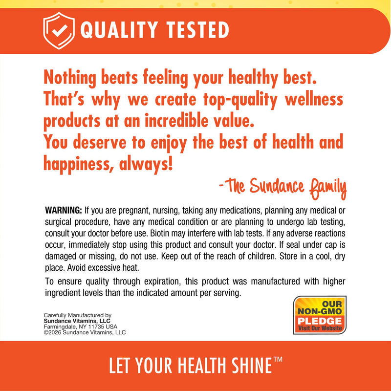Sundance Hair, Skin, and Nails Gummies with Biotin | 2500 mcg | 80 Count | Fruit Flavor Vitamin | Vegan, Non-GMO & Gluten Free Supplement