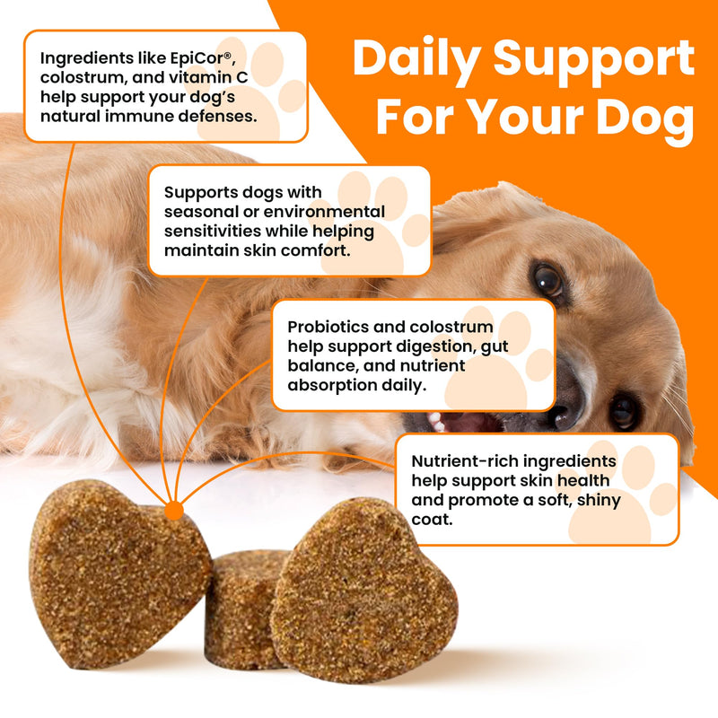 Dog Allergy and Probiotic Chews - 120 Allergy Chews for Dogs - Anti Itch Support for Pets Itchy Skin Relief Skin Health Support with Colostrum, Vitamin C, Omega by Pet IV