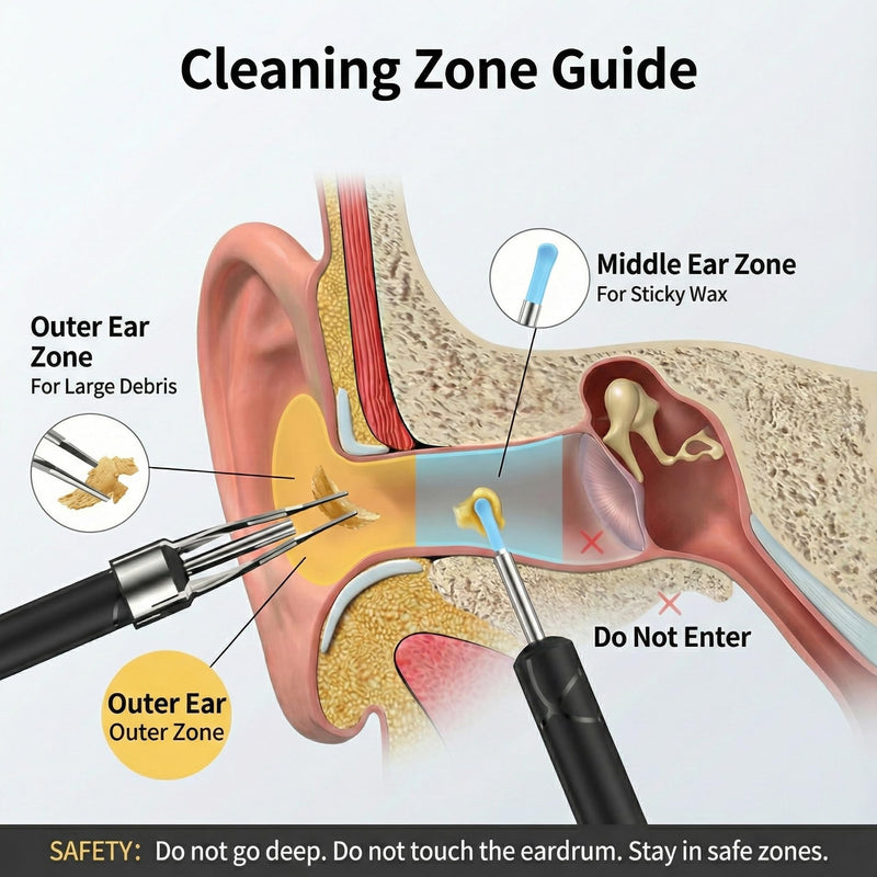 Ear Wax Removal Tool Camera | 2-in-1 Scoop & Tweezer, 5.0MP HD Otoscope | FDA-Registered WiFi Ear Cleaner with 6 LED Lights, Complete Kit for iPhone & Android - BeesActive Australia