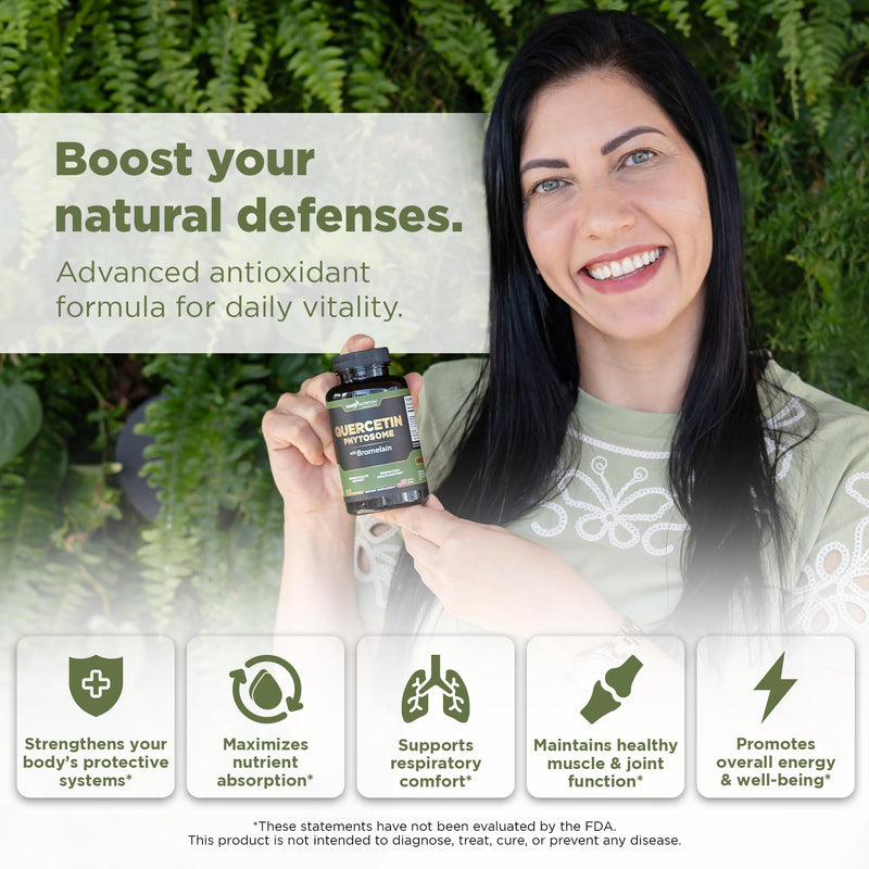 Gade Nutrition Quercetin Phytosome with Bromelain I Purified 95% I 50X Higher Absorption - Most Effective Form of Quercetin with Bromelain I Made in USA -Supplement for Men and Women