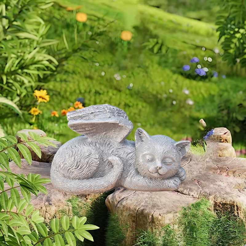 Gravestone Cat with Angel Wings Cat Angel Memorial Stone for Outdoor Animal Gravestone Polyresin Cat Figure Garden Beautiful Keepsake Cat Home Grave Decoration Decorative Gifts for Cat Lovers - BeesActive Australia