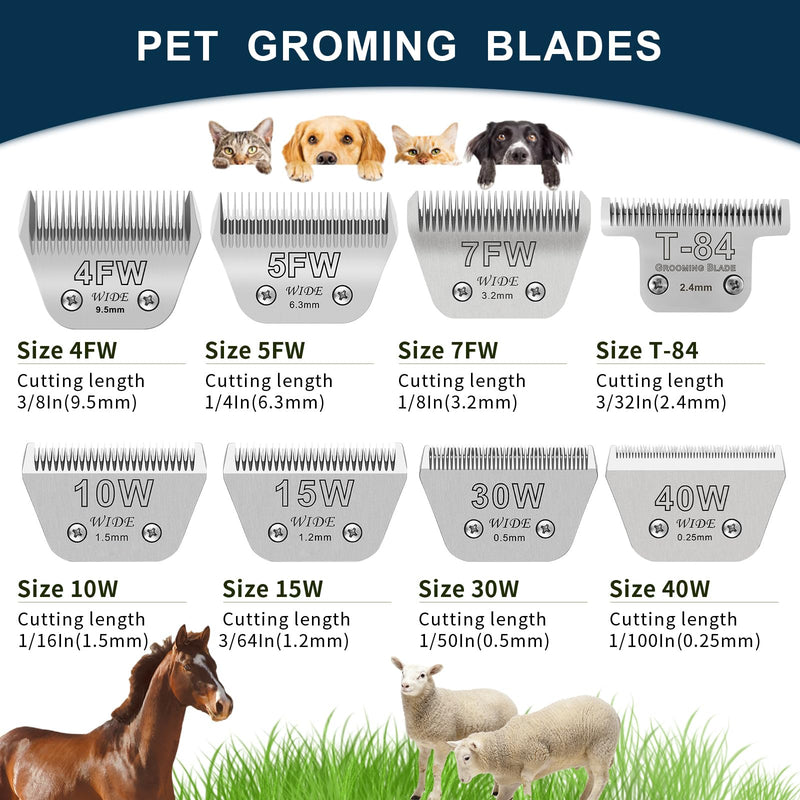 7FW Wide Pet Dog Grooming Detachable Blades,Compatible with Andis,Oster A5,Wahl KM10 Clippers,Cut Length 1/8"(3.2mm) 7fw - BeesActive Australia