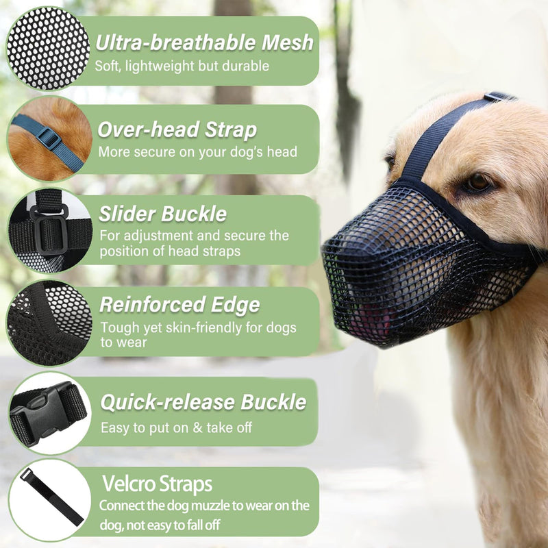 Muzzle for large dogs, breathable pet mask dog training, muzzle for medium dogs with Velcro fastener, muzzle for small medium large dogs (XL) XL - BeesActive Australia