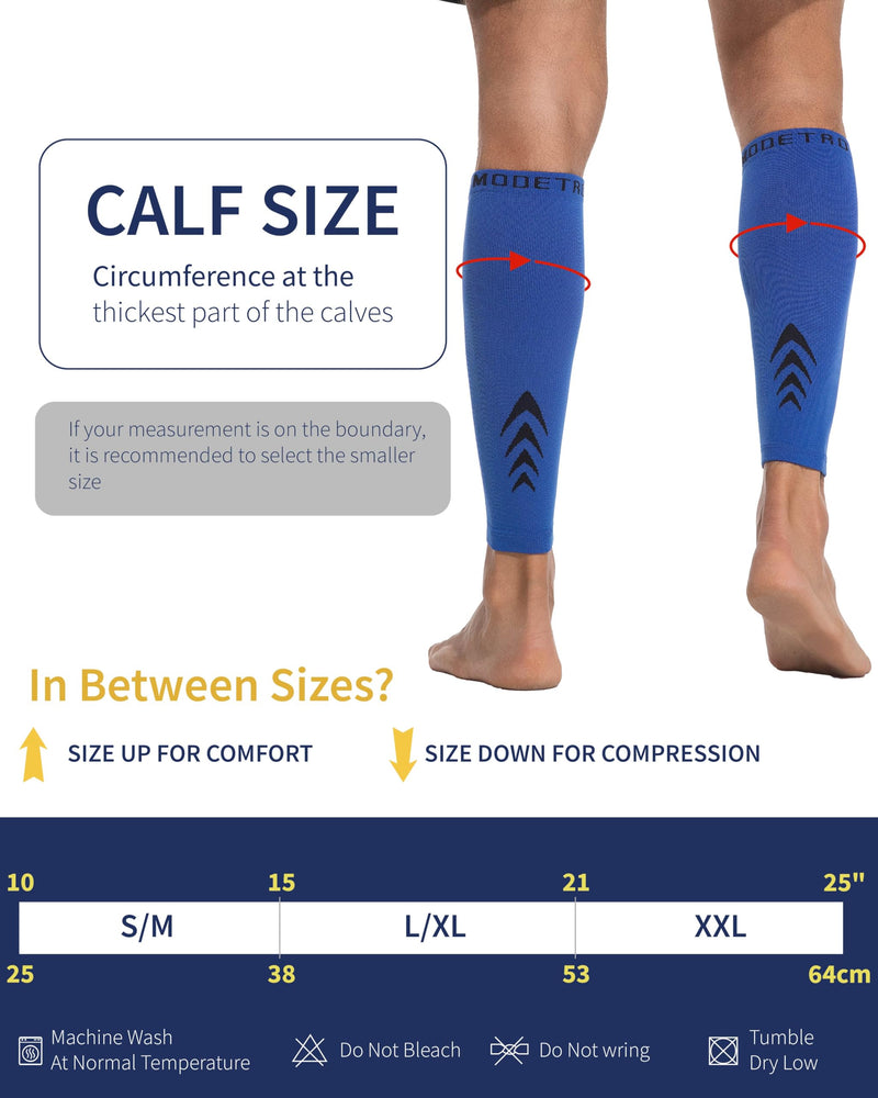 Calf Compression Sleeves - Leg Sleeves for Men and Women - Shin Splint Relief Support Brace Running Flights Large-X-Large Blue - BeesActive Australia