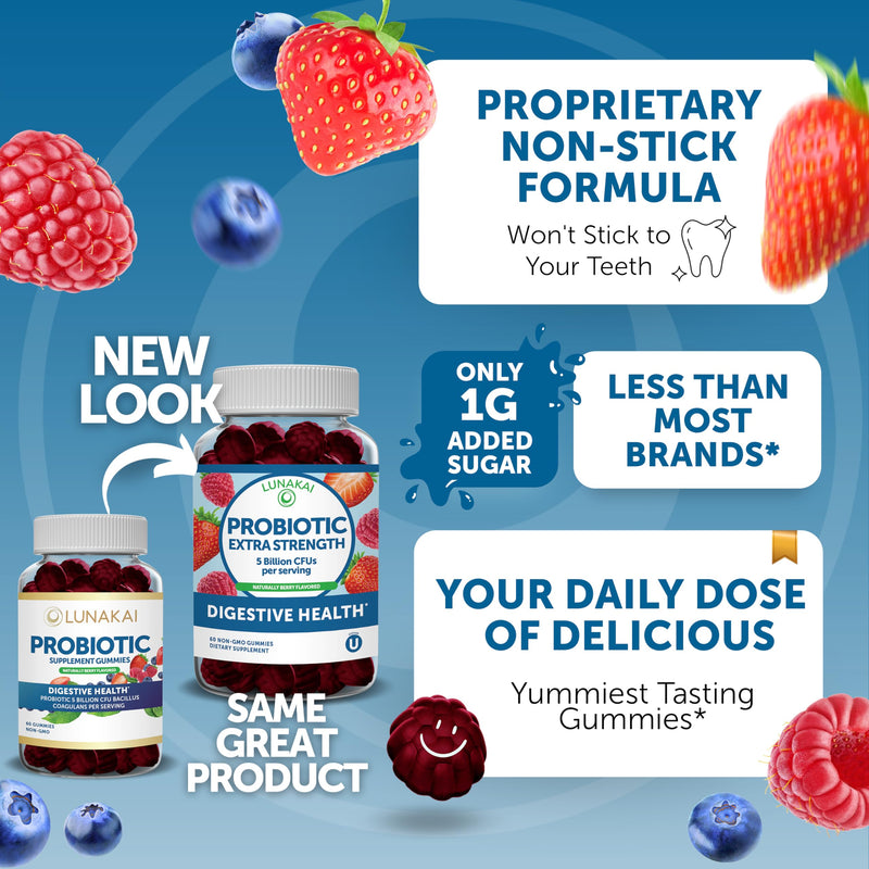 Lunakai Collagen and Probiotic Gummies Bundle - Non-GMO, Gluten Free - Anti Aging, Hair Growth, Skin Care & Strong Nails and Digestive Health - 30 Days Supply