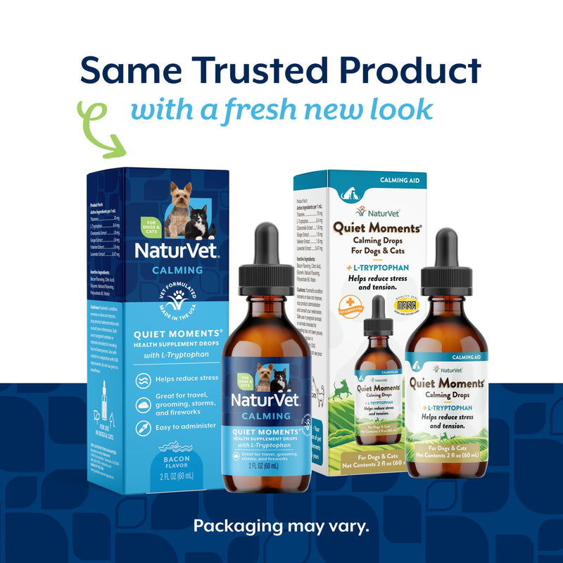 NaturVet Quiet Moments Calming Drops for Cats & Dogs – Helps Reduce Pet Stress, Promotes Relaxation – Dog Supplement, Cat Supplement Includes L-Tryptophan, Ginger, Chamomile – 2 Oz.