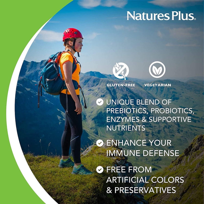 NaturesPlus GI Natural Total Digestive Wellness - 90 Bi-Layered Tablets - with L-Glutamine, Probiotics, Prebiotics & Enzymes - Gluten Free - 30 Servings 90 Count (Pack of 1)