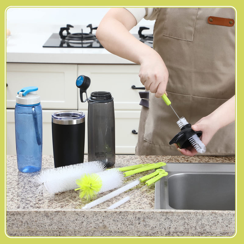 Bottle Cleaning Brush Set - Long Handle Bottle Cleaner for Washing Narrow Neck Beer Bottles, Sports Water Bottles with Straw Brush, Kettle Spout/Lid Cleaner Brushes Green - BeesActive Australia