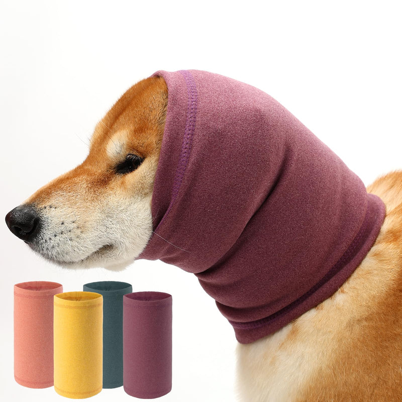 Dog Calming Hoodie, Hematoma Ear Wrap, Quiet Head Cover Sleeves Ear Covers for Bath, Thunderstorms L-Head Circle(17.32"~22.83") Purple