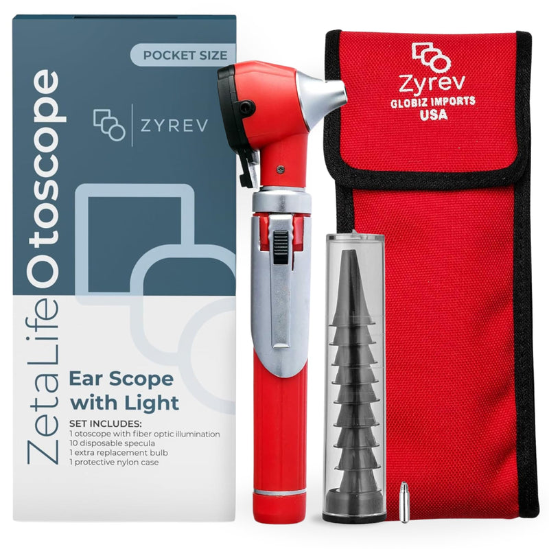 Zyrev ZetaLife Otoscope - Ear Scope with Light, Ear Infection Detector, Pocket Size (Red Color) Red - BeesActive Australia