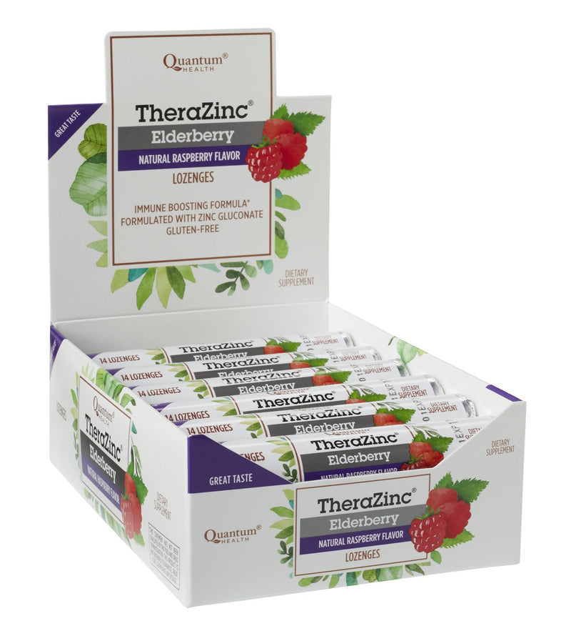 Quantum Health TheraZinc Zinc Lozenges|Elderberry Raspberry|Immune Support Formulated with Zinc Gluconate|Fast Relief|No Aftertaste|14 Count 14 Count (Pack of 1)