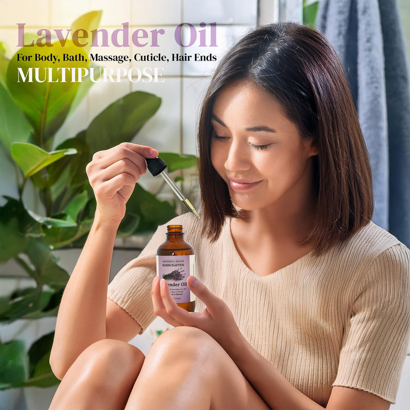 Lavender After Shower Body Oil - All-Natural Body Oil & Skin Moisturizer for Dry Skin with Sweet Almond, Jojoba, Fractuionated Coconut, Lavender & Vitamin E Oil - 4 oz