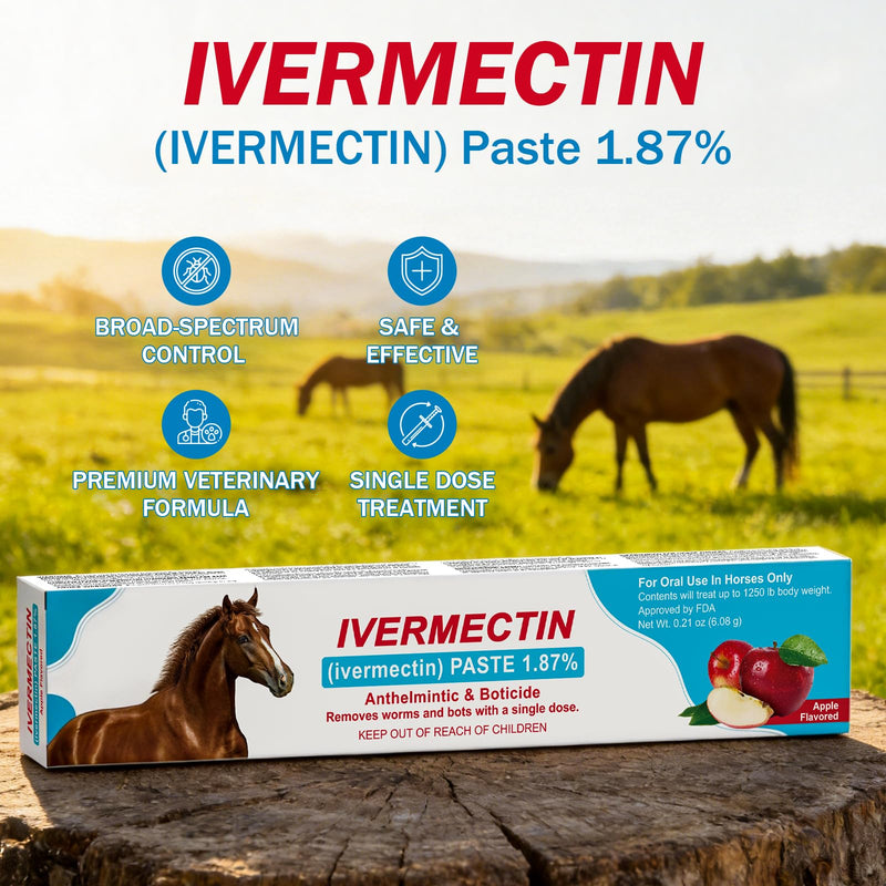 Ivermect Horse Paste 1.87%, for Horse Use Only, 6.08g, 1 Pack, Appled Flavored