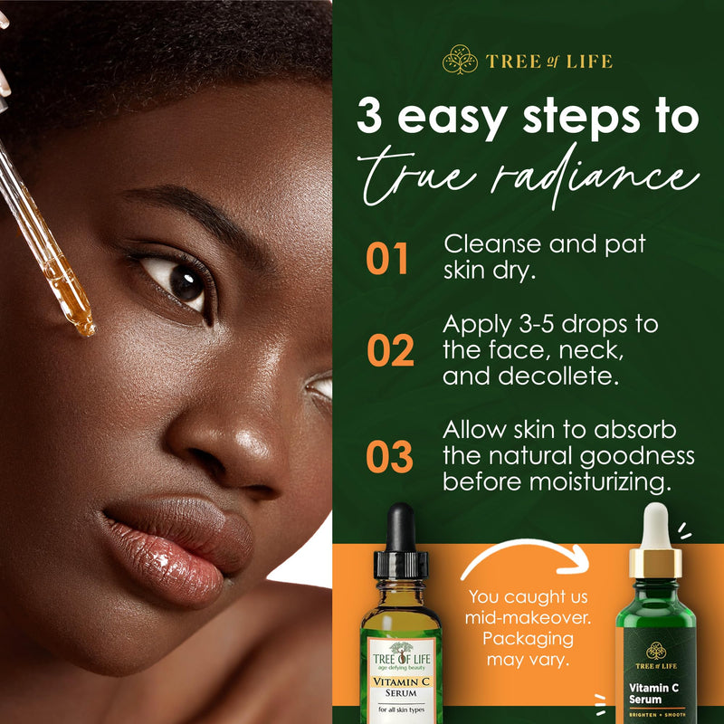 Tree of Life Beauty Facial Skin Care Set, Brightening, Firming, Hydrating, Dry Face, Dermatologist Tested - Vitamin C and Hyaluronic Acid Facial Serum - Skin Care Kit, 2 count of 1 Fl Oz Rejuvenation Duo