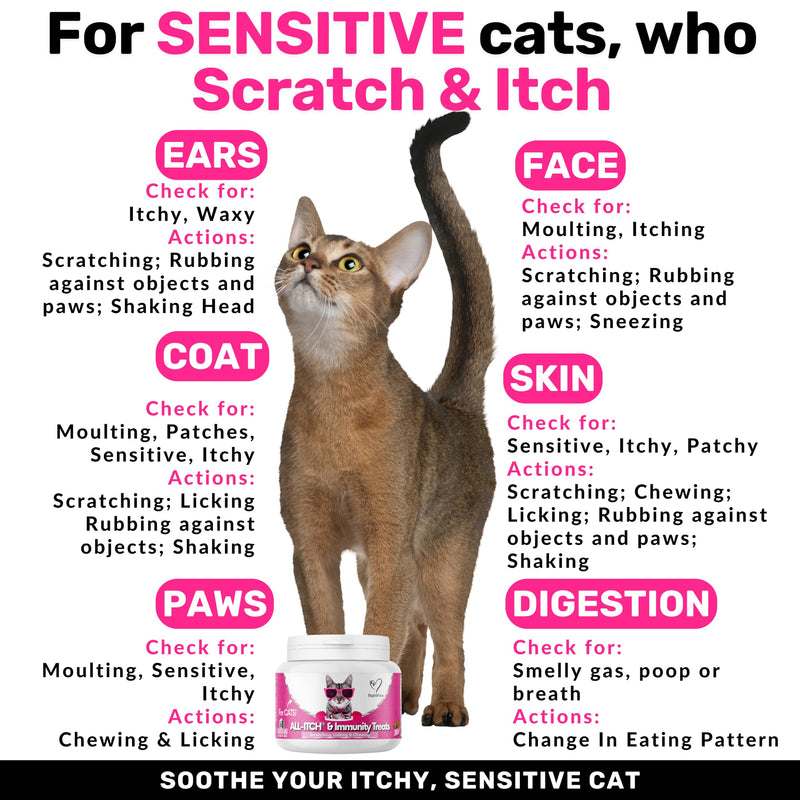 NutriPaw All-Itch Immunity Treats For Cats - Soothe Itchy Paws, Eyes, Ears, Skin - Stop Itching, Licking, Scratching & Excessive Grooming breeds - Supports Seasonal Itching All-Itch Chews