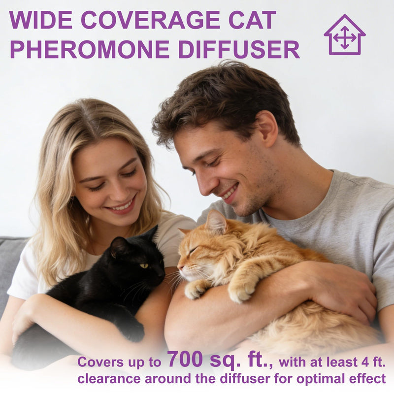 Cat Calming Pheromone Diffuser, Cat Anxiety Relief Diffuser Plug in Calmer with 2 Diffusers & 4 Refills, Reduce Cat Anxiety, Cat Fighting, Urine Marking, Scratching & Stress 48ml/Bottle for All Cats Blue