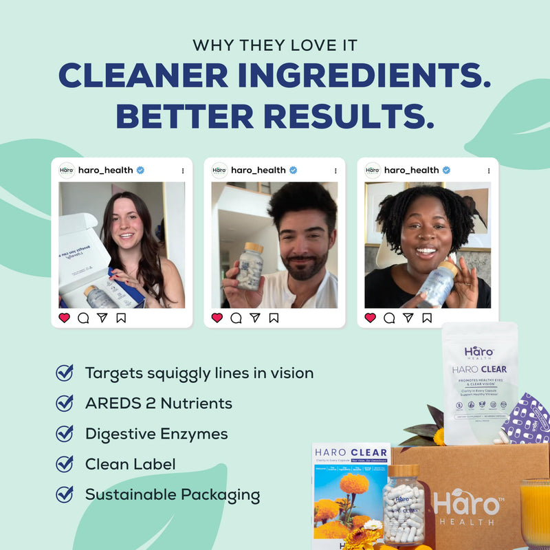 HARO Clear Eye Vitamins, Lutein & Zeaxanthin, Refill Pouch, 90 Capsules | Refill pouch with 90 capsules (45-day supply) designed for the Haro Clear Starter Kit. 90 Count (Pack of 1)
