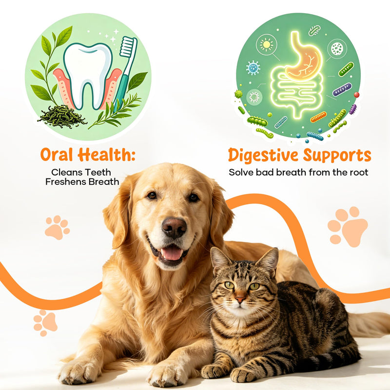 Dog Dental Powder for Teeth Cleaning - Dog Dental Care, Plaque & Tartar Remover for Teeth, Fresh Mint Breath Freshener, Probiotics Dental Powder - No Brushing Oral Care Support(150g)