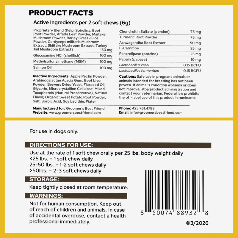 Diamondg Dog Mutivitamin Chews with Turkey Tail & Probiotics, 60ct - All in One Dog Nutritional and Health Supplement to Support Critical Immune Defense for Puppy & Senior, Daily Multivitamin for Dogs