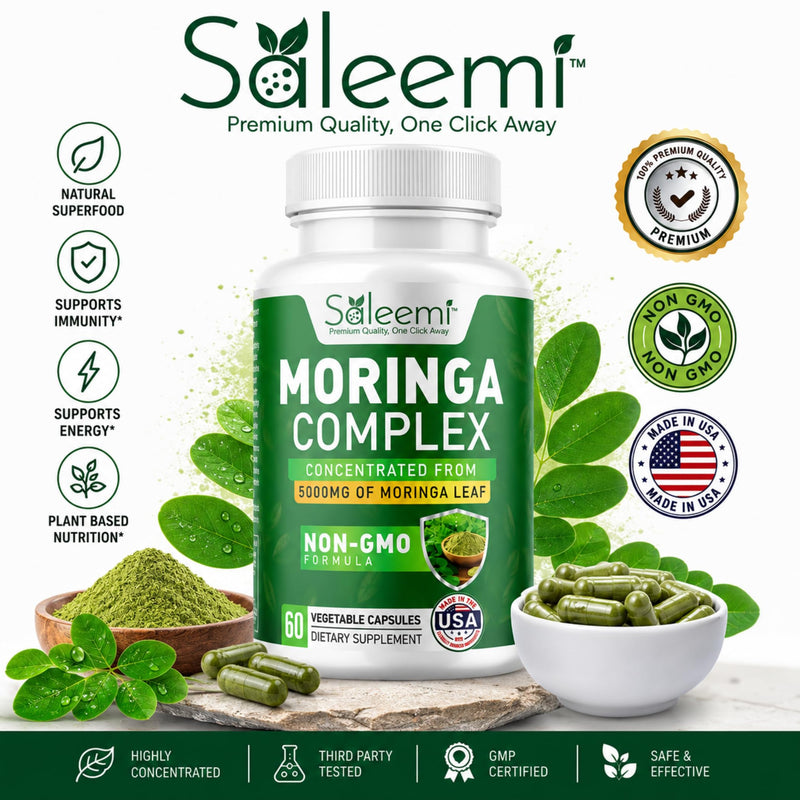 Moringa Capsules – Premium Moringa Oleifera Leaf & Seed Extract | Green Superfood for Energy, Immunity & Vitality | 100% Pure Natural Plant-Based Supplement | Non-GMO, 60 Vegan Capsules