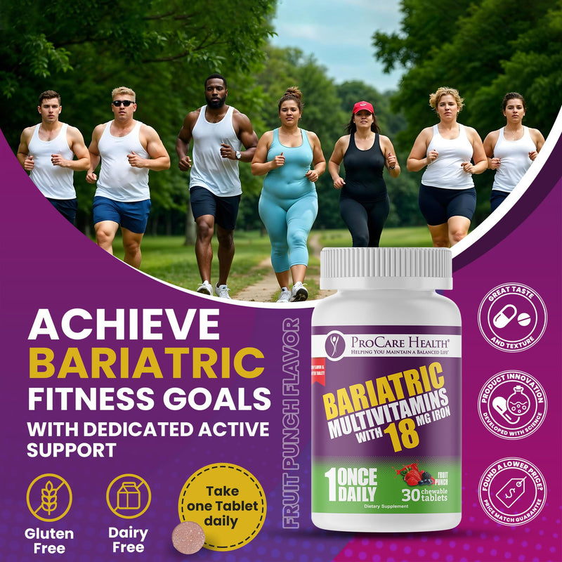 Core-18 Bariatric Multivitamin | Fruit Punch | Chewable | 30ct | Once Daily Bariatric Multivitamin with Iron 45mg Chewable Tablets for Gastric Bypass, Sleeve & Post-Op Support - Made in USA 30 Count (Pack of 1)