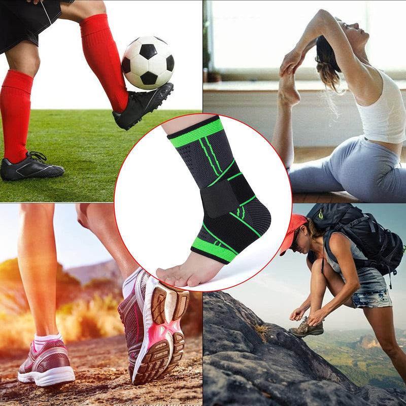 Ankle Support Braces (1Pair), Breathable Ankle Compression Sleeves with Adjustable Wrap,Elastic Ankle Brace Stabilizer for Plantar Fasciitis,Achilles Tendonitis,Sprained Ankle Pain Swelling Relief 2