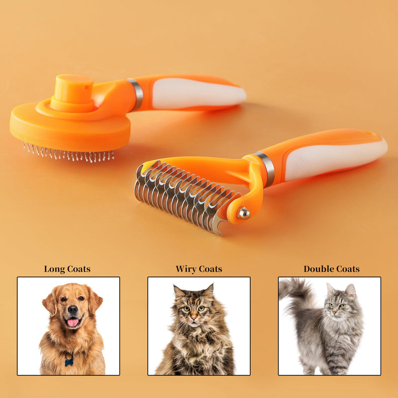 Pet Grooming Brush and Self Cleaning Slicker Brush, Dog Brush Cat Brush for Shedding, Undercoat Rake for Dogs & Cats, Deshedding Dematting Brush for Dogs & Cats, Brushes for Long Haired Pets - BeesActive Australia