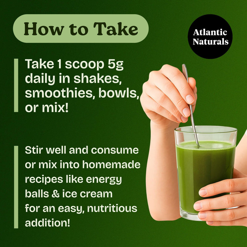 Atlantic Naturals Organic Sea Moss Super Greens Powder Superfood 5000mg | Daily Green Superfood Powder for Energy, Digestion & Immune Support | Enriched with Fruits, Veggies & Probiotics, Mixed Flavor