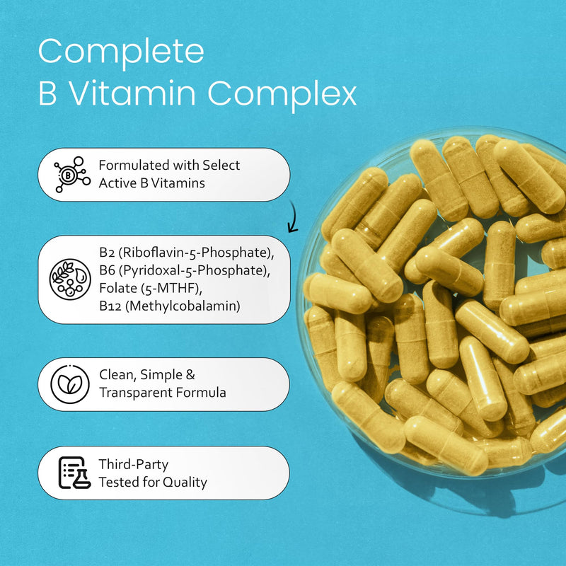 NaturaLife Labs Vitamin B Complex – All B Vitamins Including Active B2, B6, B9 & B12 (Methylcobalamin), Plus B1, B3, B5, B7 & Vitamin C – 100 Capsules (2 Pack) 2