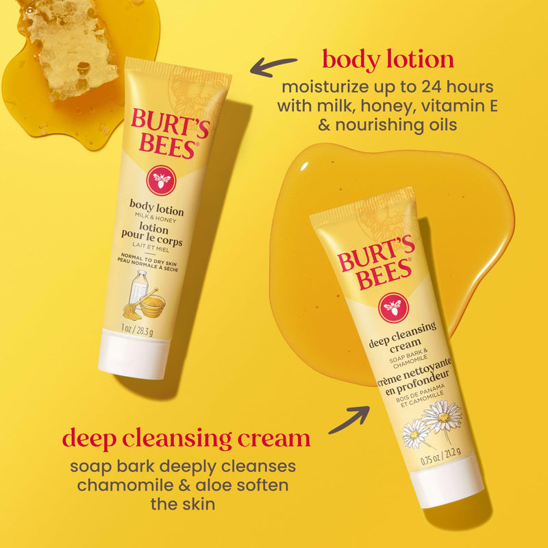 Burt's Bees Gift Ideas - Essentials Everyday Set, 5 Travel Size Products - Deep Cleansing Cream, Hand Salve, Body Lotion, Foot Cream and Original Lip Balm Everyday Essentials Set- New