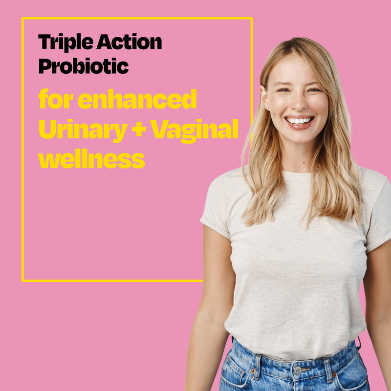 Cystex 3-in-1 Urinary Tract Probiotic for Women - Fast-Acting UTI & Yeast Infection Support with Prebiotics, Probiotics, & Cranberry - Supports Vaginal pH & Flora Balance - 30 Capsules Herbal Supplement