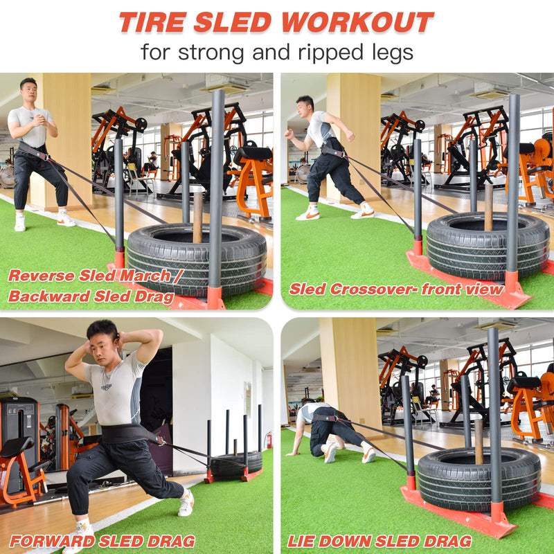 ATENTO Sled Pulling Belt, Adjustable Closure Sled Training Waist Belt,Weight Sled Pull Belt for Tire or Sled Pulling, Squat,Leg Muscles Strength Training, Agility, Resistance Training, Core Power Workout, Belt for Pulling with 2 Pulling Straps & 4 Hook...