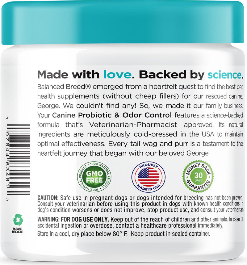 Balanced Breed Dog Probiotics Digestive Gut Health Chew Made in USA Non-GMO Vet-Pharmacist Approved Fortiflora Probiotics Dogs Anti Yeast Supplement Constipation Relief Dog Yeast Itchy Skin Itchy Ears Natural Chicken Protein - PawsPlanet Australia