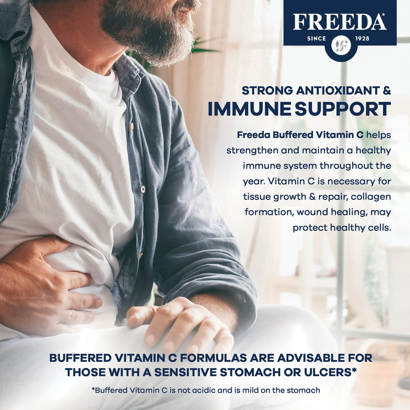 FREEDA Vitamin C - Buffered Vitamin C 500mg - Kosher - Powerful Antioxidant Immune Support - Sensitive Stomach Vitamins C Capsules Calcium Ascorbate - Vitamin C 500 mg - VIT C Supplement (250 Count) | Includes 50mg Calcium – Supports Immune Health & An...
