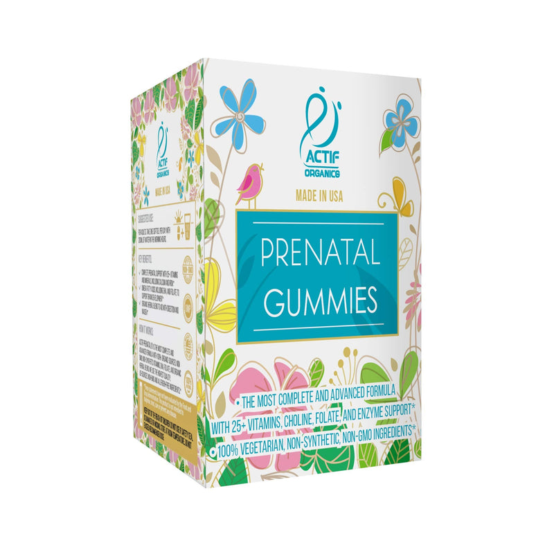 Actif Prenatal Gummies with 25+ Organic Vitamins and Organic Herbal Blend - Non-GMO, 100% Vegetarian, 90 Count, Made in USA