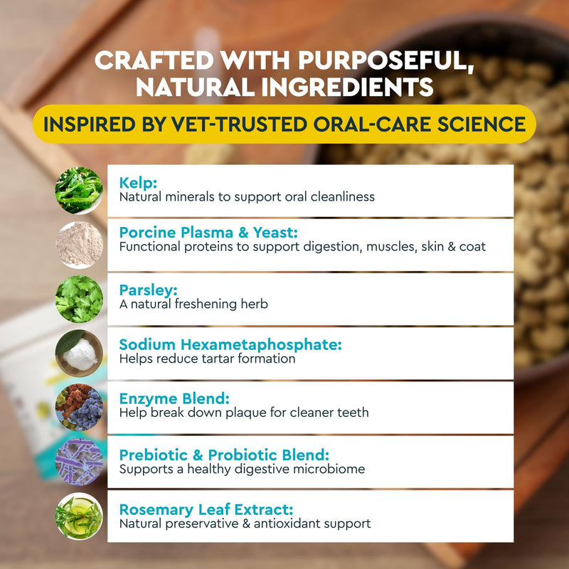 Radius OralPro+ Pet Dental and Gut Powder - Enzyme-Powered Dog and Cat Plaque and Tartar Remover - Natural Vanilla Daily Meal Topper for Fresher Breath & Digestive Balance - 3.5 Oz, Scoop Included