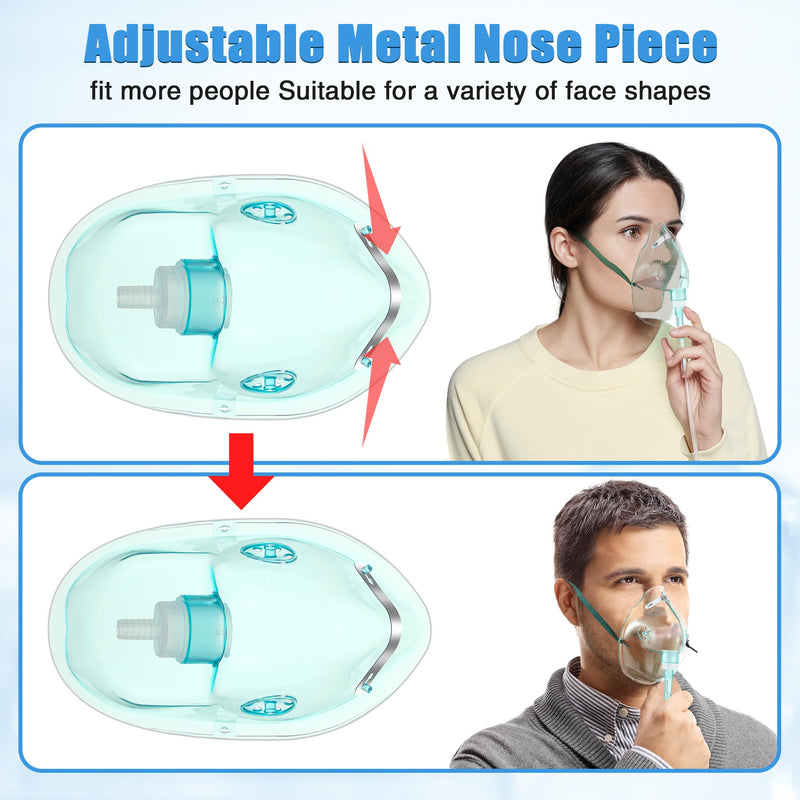 Geiserailie 2PCS L Oxygen Mask with 6.6 Ft Tubing and Adjustable Elastic Strap, Adult Oxygen Mask with Tubing, Breathing Masks for Face Adult Size L - BeesActive Australia