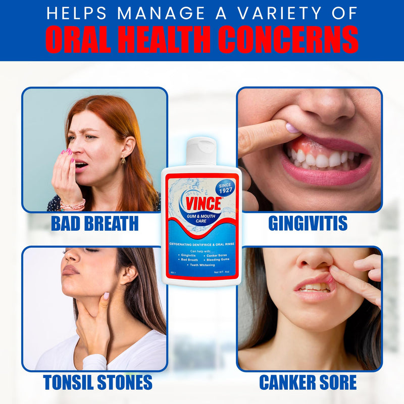 Vince Oxygenated Dentifrice - 2-in-1 Toothpaste & Mouthwash Formula - 4oz 4 Ounce (Pack of 1)