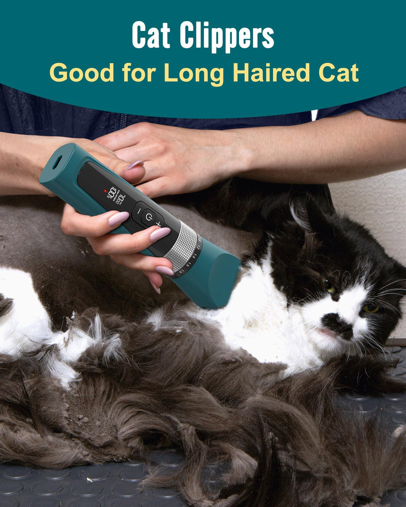 oneisall Cat Clippers for Matted Hair, 5-Speed Quiet Cat Grooming kit, Cordless Cat Shaver for Long Hair,Waterproof Cat Hair Trimmer, Pet Clippers for Cats(Green) Green - BeesActive Australia