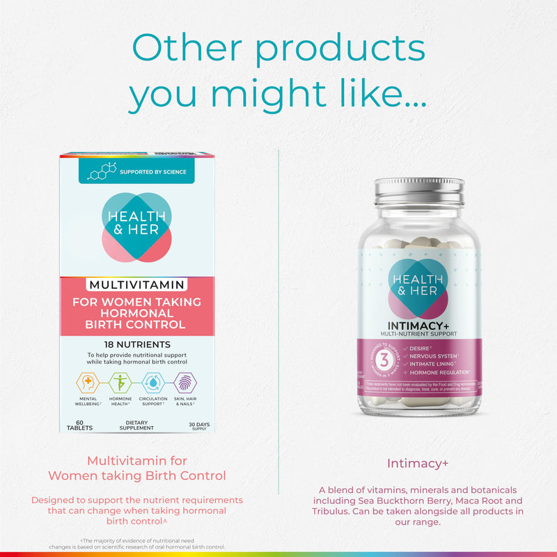 Health & Her Natural Cycles, Women's Multivitamin, Vegan, 30 Day Supply | Daily dietary supplement with iron, magnesium & calcium for support during menstural cycles; Vegan, gluten free; 60 Tablets